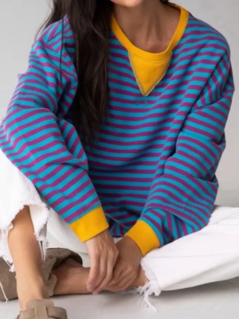 Natural Life Striped Crew Neck Sweater